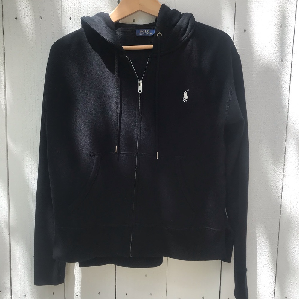 Polo Ralph Lauren Black Zip Up Hoodie Sweatshirt